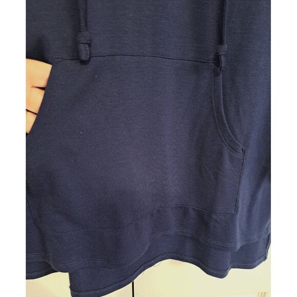 Soft Surroundings S Navy Blue Long Sleeve "Mills" Hoodie Kangaroo Pocket Tunic - Picture 5 of 7